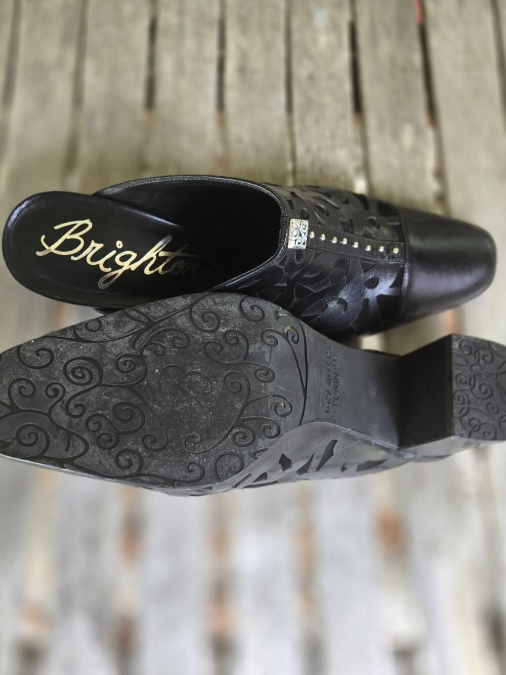 New BRIGHTON Turin Black Leather Slip On Mules Shoes 9 - Picture 5 of 5